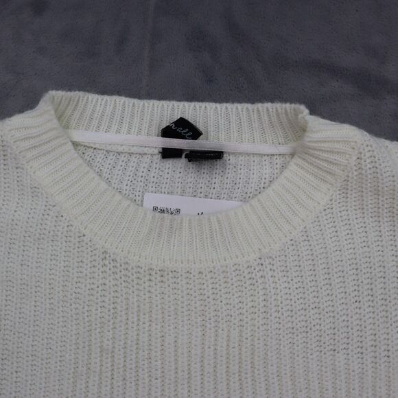 Free For All Sweater Womens XL White Fringe Long Sleeve Crew Neck Pullover - Picture 10 of 16